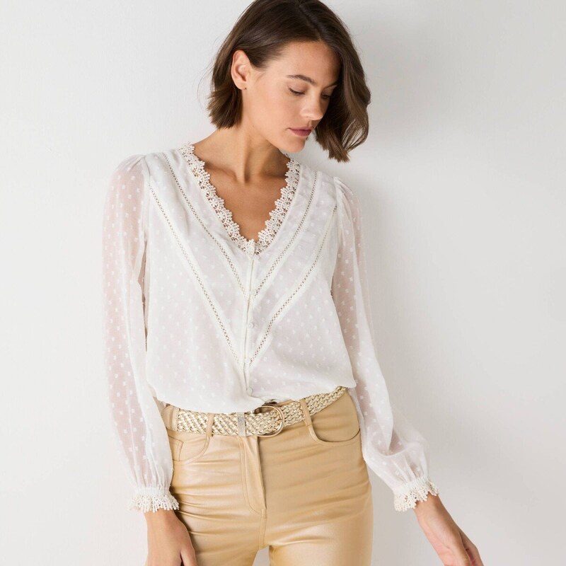 Blúzka z voálu s vtkanými nopkami ražná 036 Blancheporte 58166461