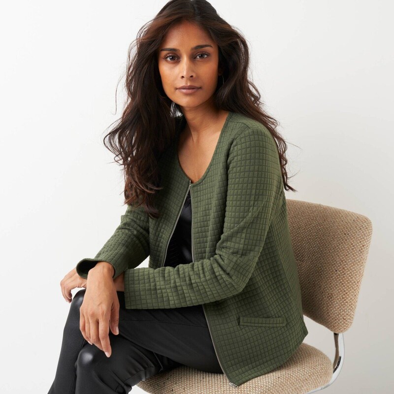 Prešívaná bunda na zips khaki 038 Blancheporte 58265014