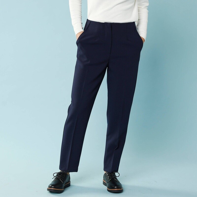 Jednofarebné cigaretové nohavice pre nižšiu postavu nám. modrá 050 65219027