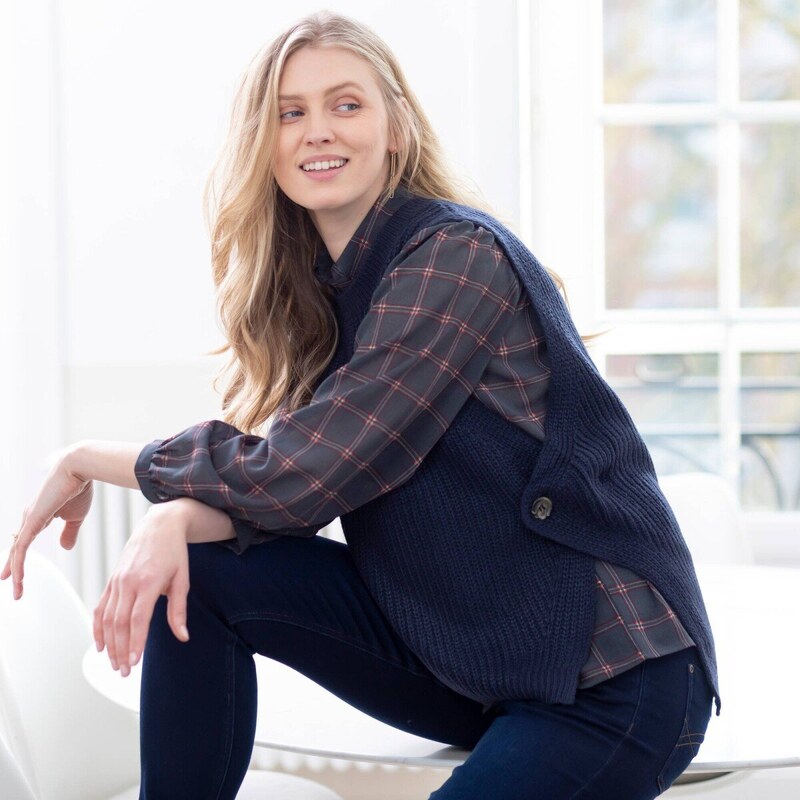 Pulóver bez rukávov, mohérový na dotyk nám. modrá 048 Blancheporte 65218692