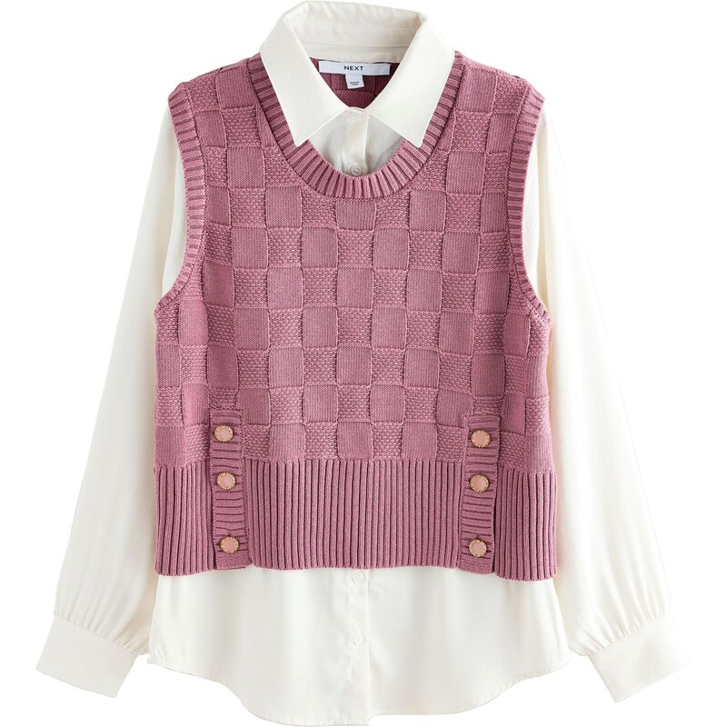 Next Sveter ružová / biela 65773464