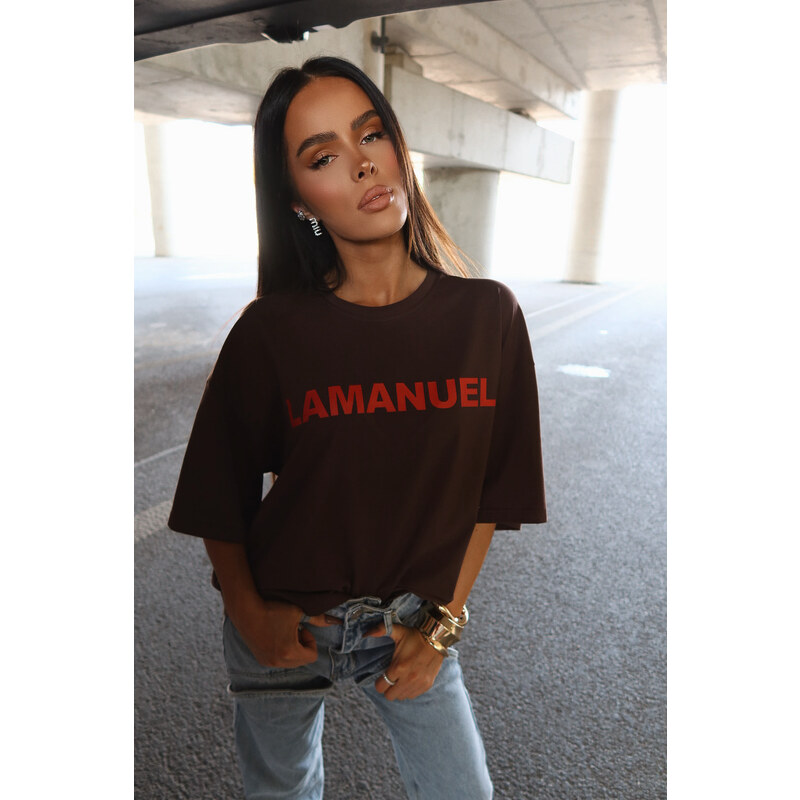 LaManuel Dámske oversize tričko NOIR čokoládové 65459949