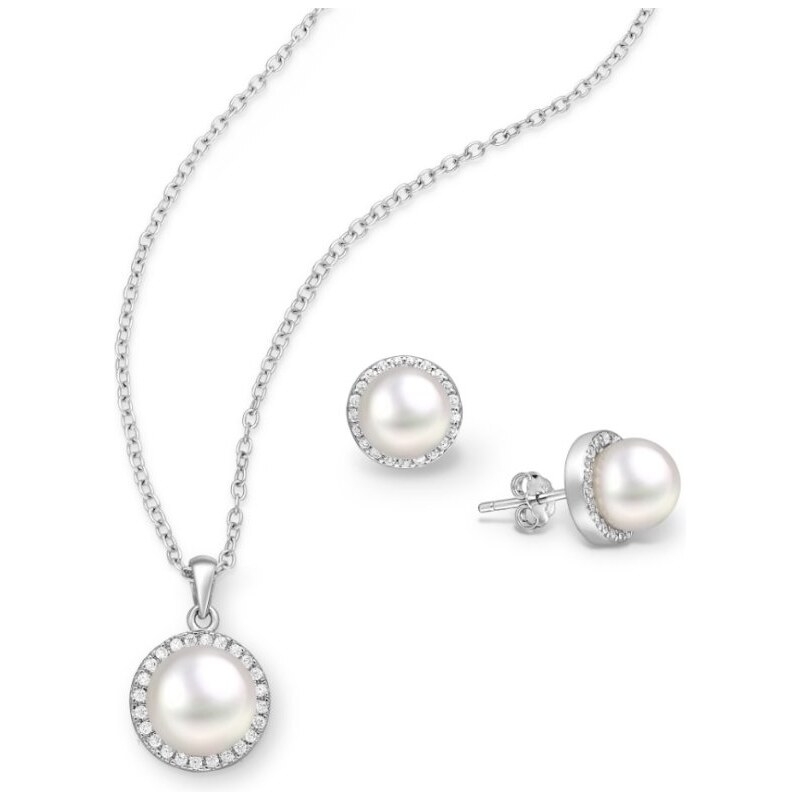 Strieborný set Perla Halo 65460456