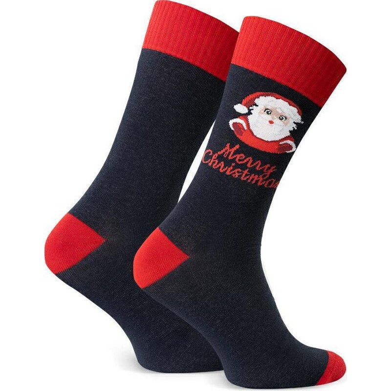 BASIC Tmavomodré pánske vianočné ponožky Art.136 KM168, DARK BLUE 65460612