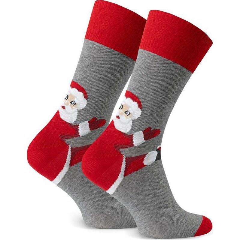 BASIC Sivé pánske vysoké ponožky so Santom na päte Art.136 KL171, GRAY 65460613