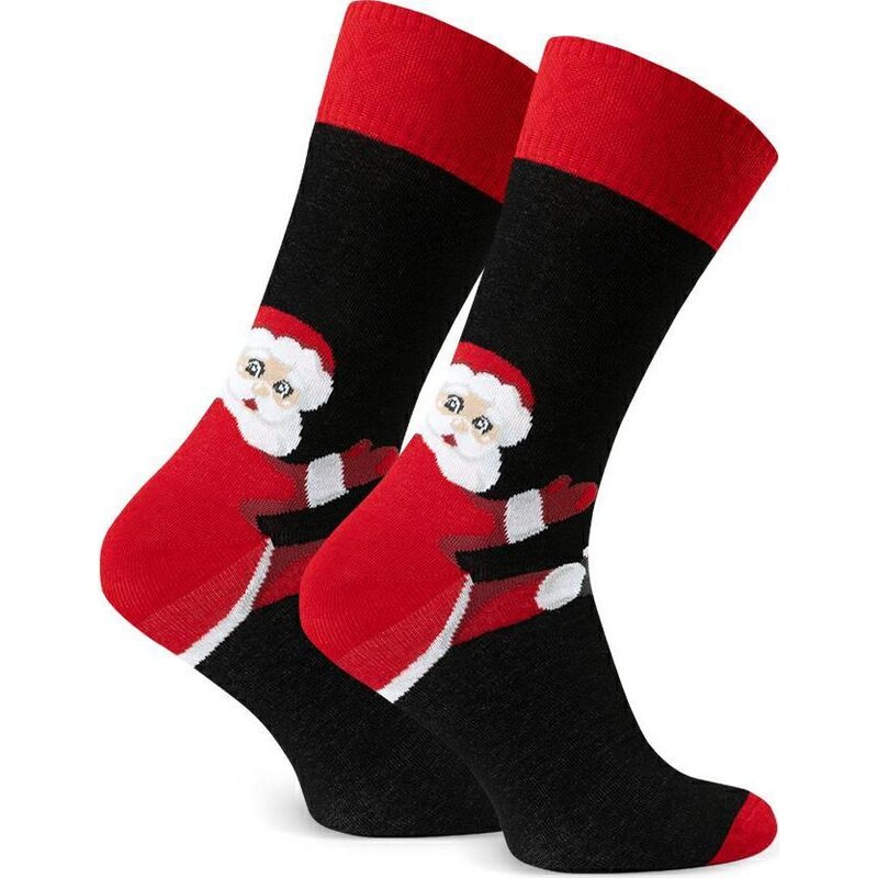 BASIC Čierno-červené pánske vysoké ponožky so Santom na päte *Art.136 65460614