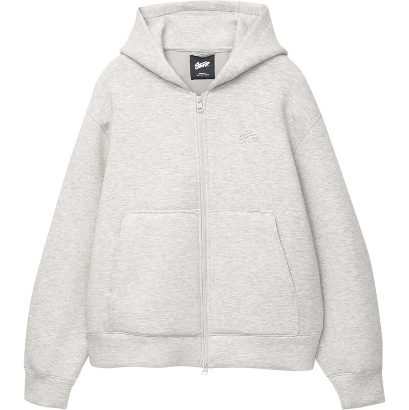 Pull&Bear Tepláková bunda STWD sivá melírovaná 65679465