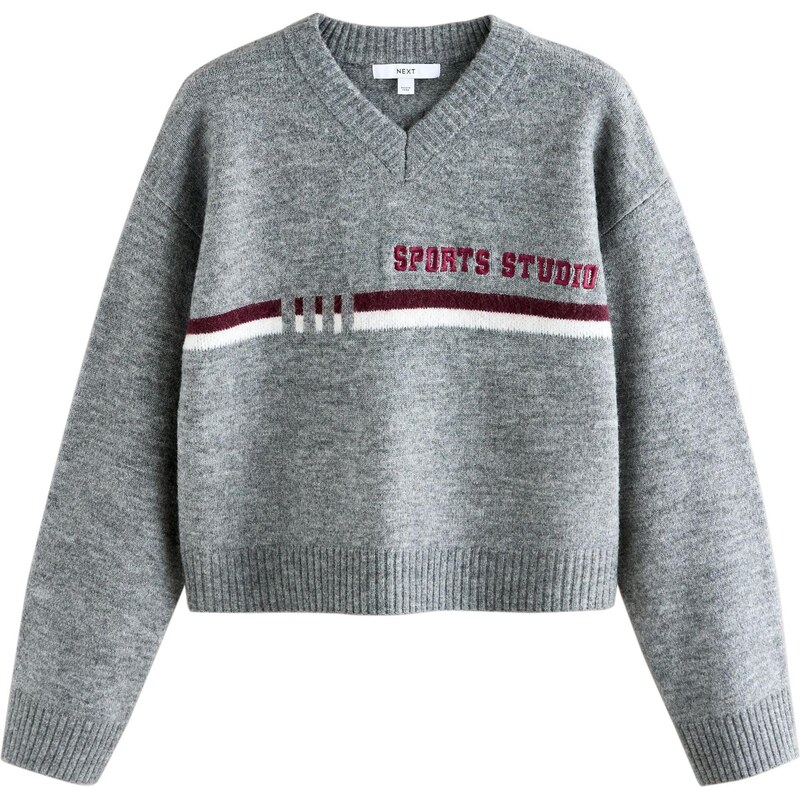 Next Sveter sivá / červená / biela 65773400