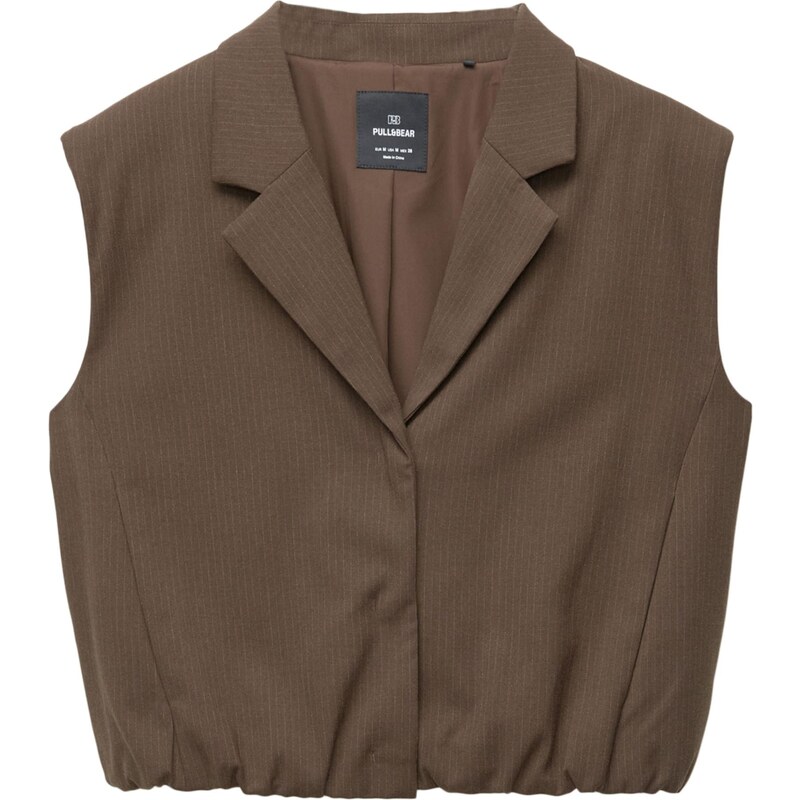 Pull&Bear Vesta hnedá / šedobiela 65894054