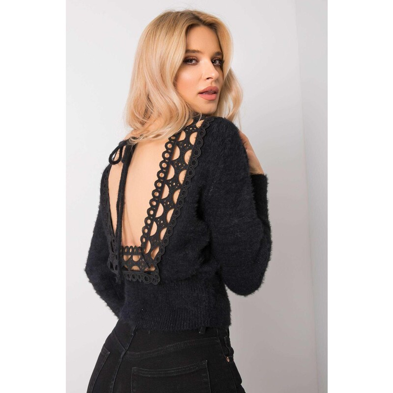 MladaModa Sveter Silvia s odhaleným chrbtom čierny 65463032