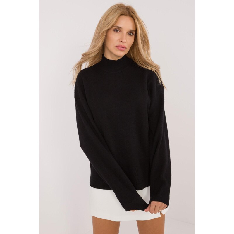 MladaModa Sveter so stojačikom model 90910 čierny 65463060