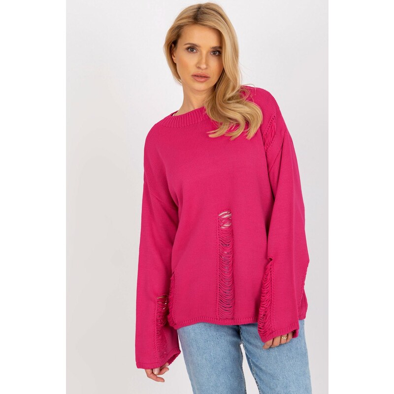 MladaModa Sveter so širokými rukávmi a predratými dierami model 04303 65463091