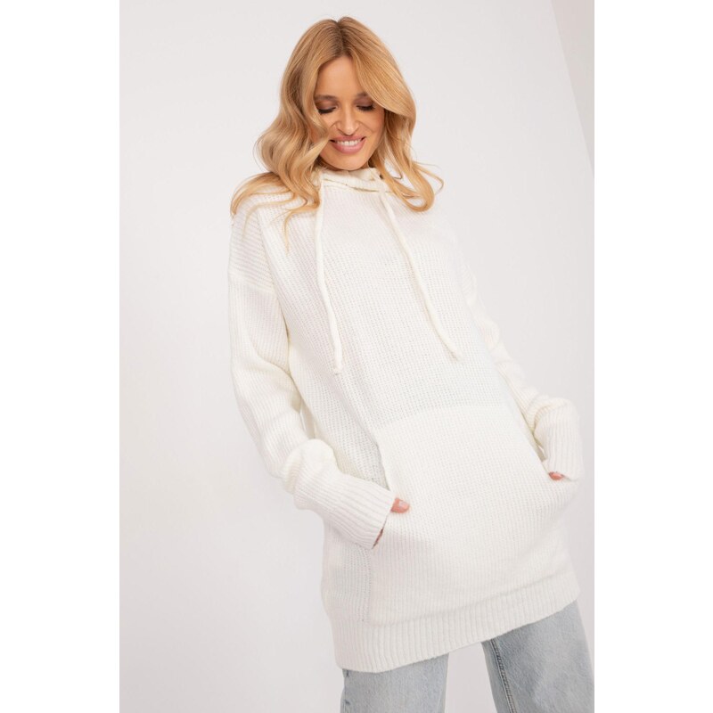MladaModa Sveter klokanka s kapucňou model 59322 farba ecru 65463141