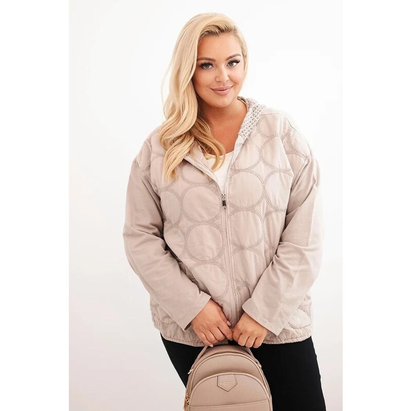 MladaModa Bavlnená oversize mikina na zips s perforovanou kapucňou 65626460