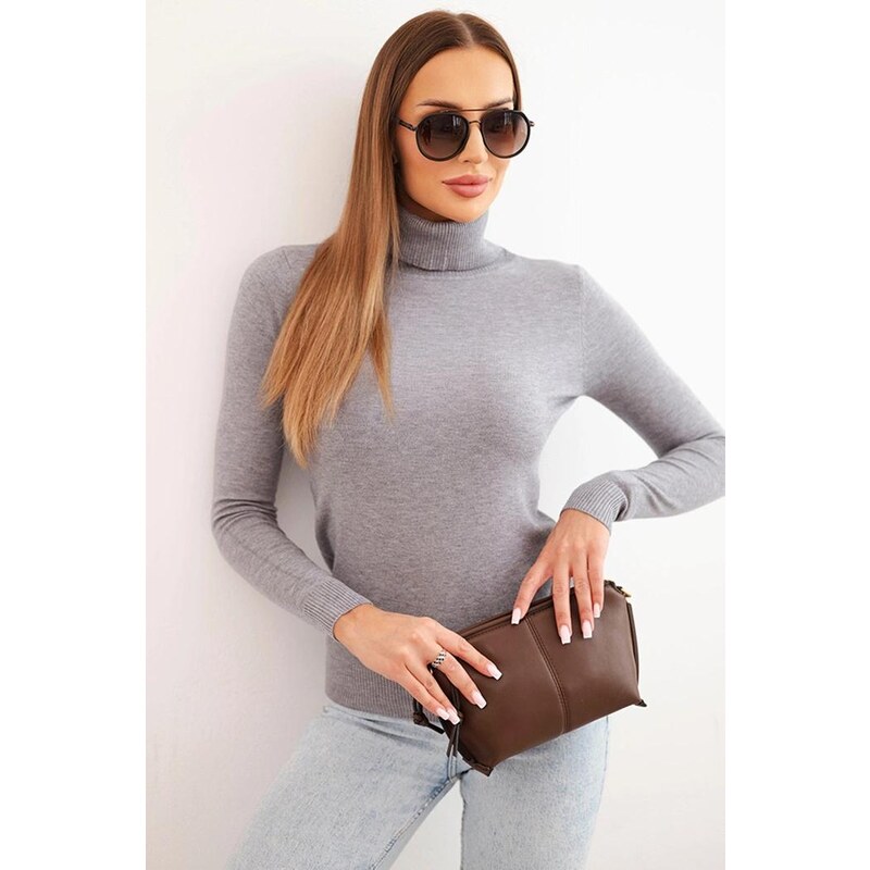 MladaModa Rolákový sveter model 5117 šedý 65626513