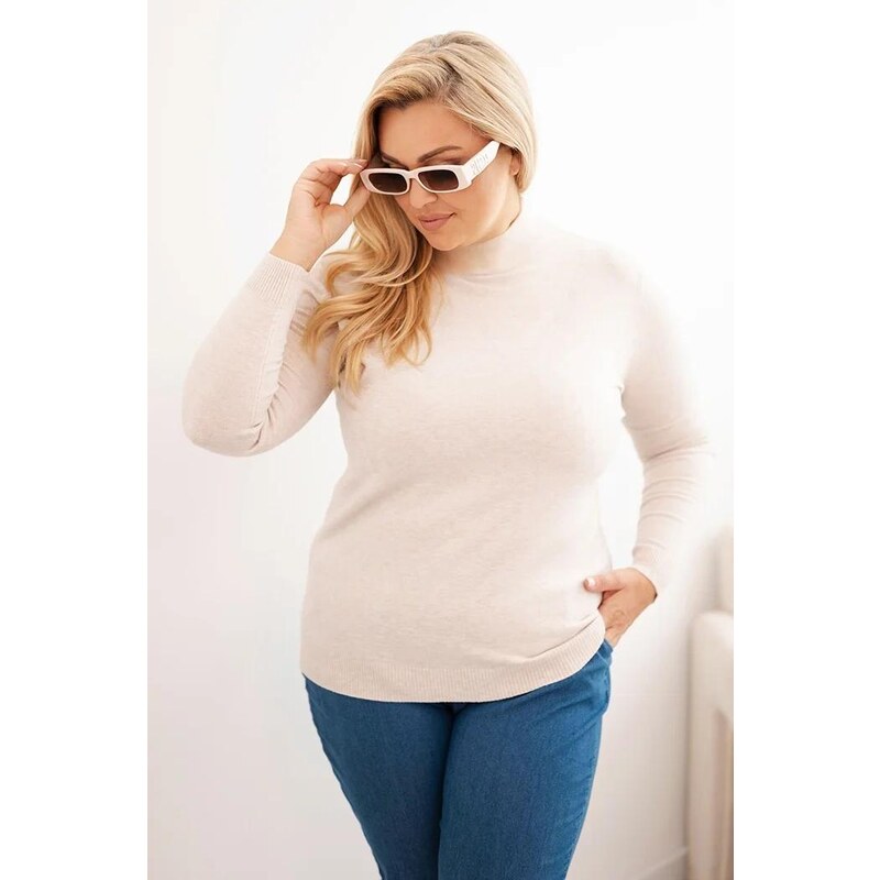 MladaModa Rolákový oversize sveter model 1112 béžový 65626520