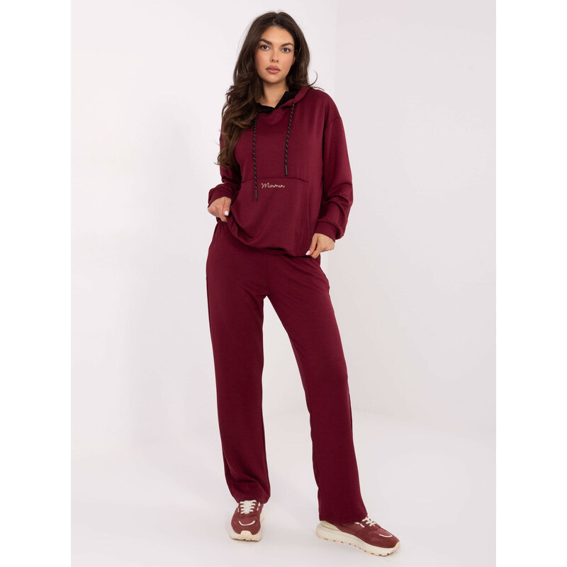 RELEVANCE Vínová dámská tepláková souprava z viskózy RV-KMPL-A903.23 65464226