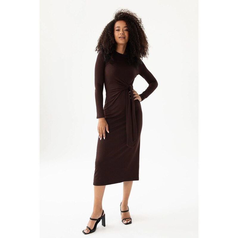 Mosquito Dámske elegantné šaty Solene hnedé, Farba hnedá 65463618