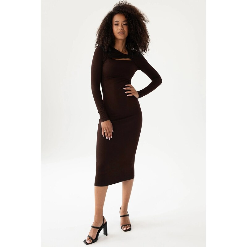 Mosquito Dámske elegantné šaty Keyline hnedé, Farba hnedá 65463626