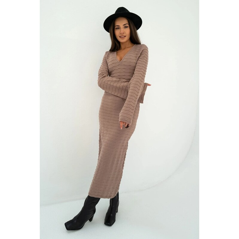 Mosquito Dámske pletené šaty Ellin Taupe béžové, Farba béžová 65546784