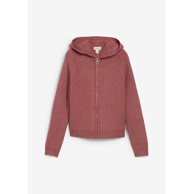 bonprix Pletený sveter s kapucňou, farba fialová 65467194