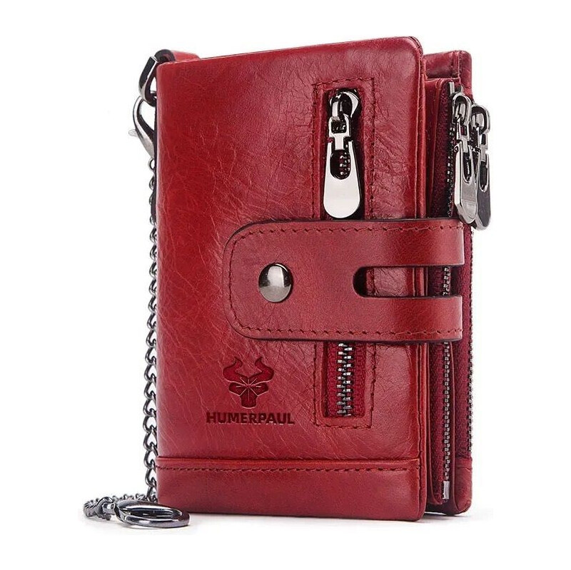 Humerpaul dámska kožená peňaženka s retiazkou Vigand Červená 65228433