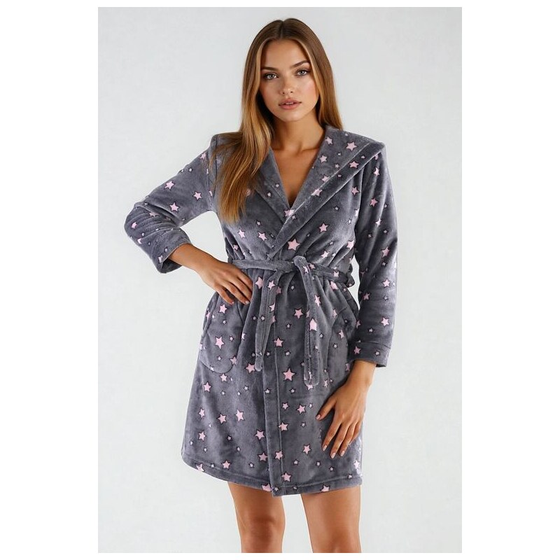 Dorota Dámsky župan Astra sivý s hviezdičkami 45248222