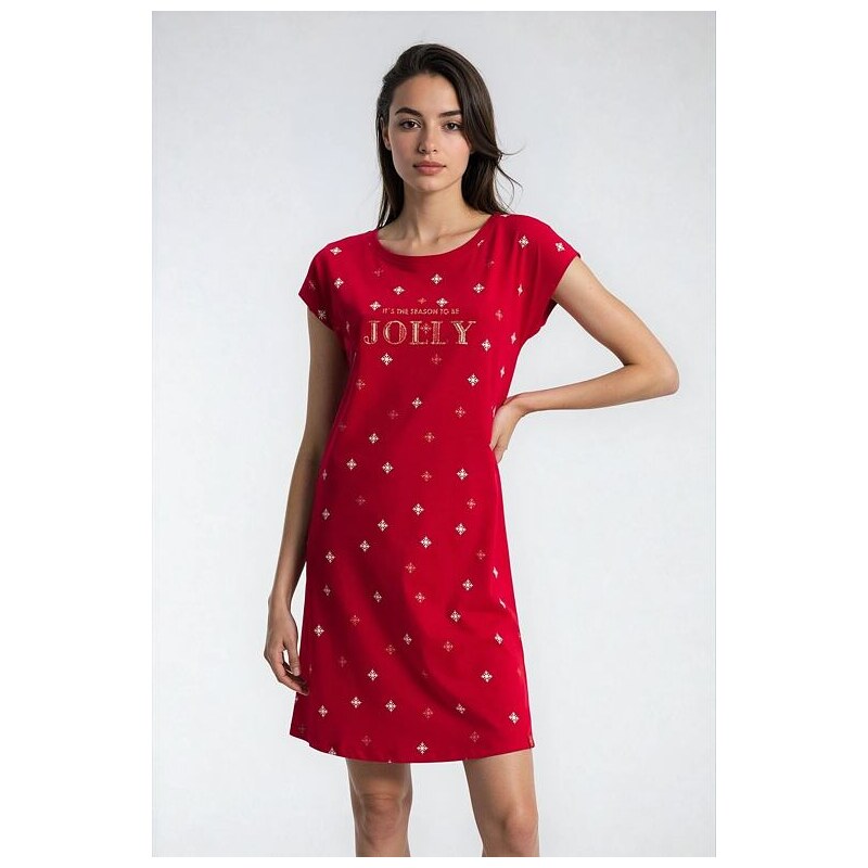 Henderson Bavlnená nočná košeľa Dotie červená vianočná 65476918