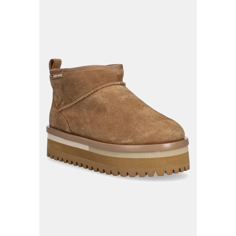 Semišové snehule Tommy Jeans TJW FLATFORM SNOW BOOT SUEDE 65472031
