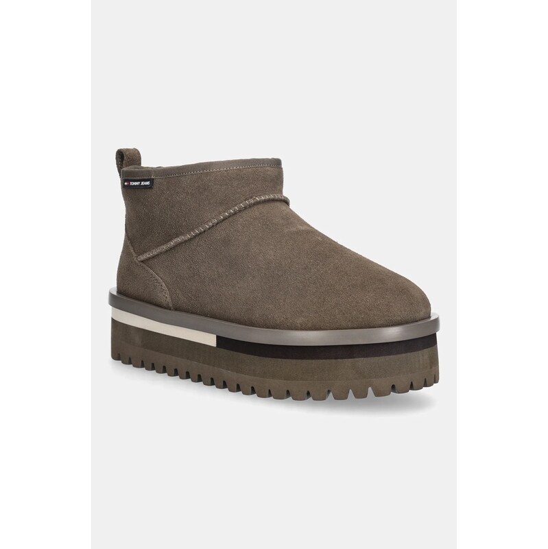 Semišové snehule Tommy Jeans TJW FLATFORM SNOW BOOT SUEDE 65472030