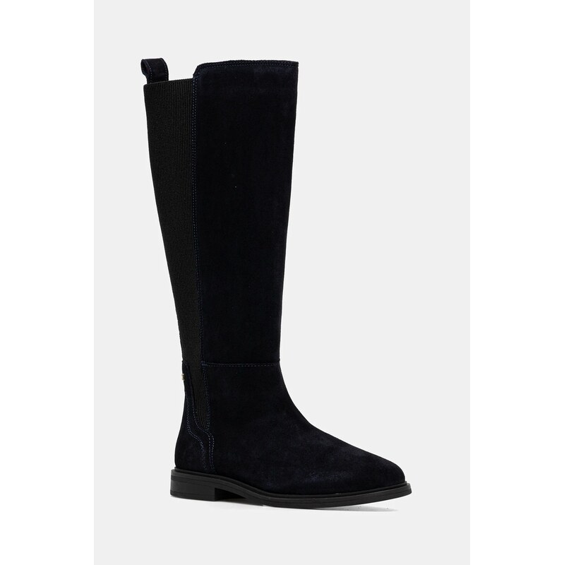 Semišové čižmy Tommy Hilfiger FLAG SUEDE LONG BOOT 65472019
