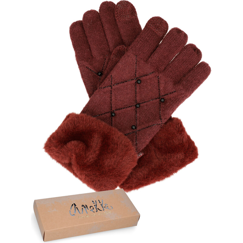 Anekke červené zdobené rukavice 65453284