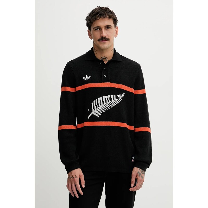 Sveter s prímesou vlny adidas Originals All Black 65471873