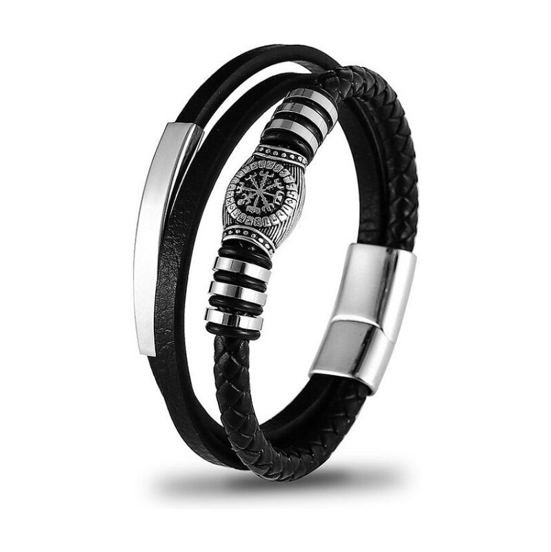 Impress Jewelry Pánsky oceľový náramok Vikings Čierny 21 cm 65228190