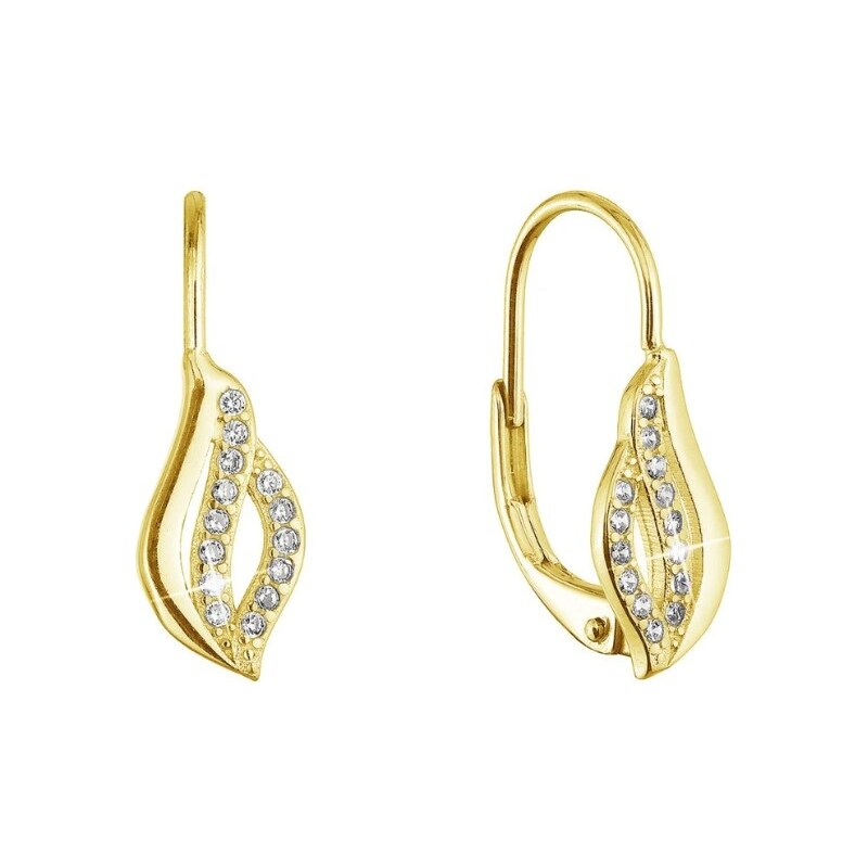 Evolution Group Slušivé pozlátené náušnice Vlnky so zirkónmi 11542.1 66589616