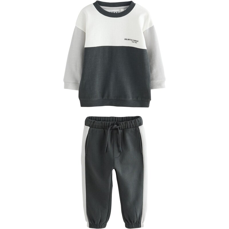 Next Joggingová súprava antracitová / svetlosivá / biela 65882991