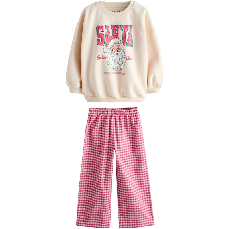 Next Pyžamo Santa svetlobéžová / tmavoružová / červená / biela 65892507