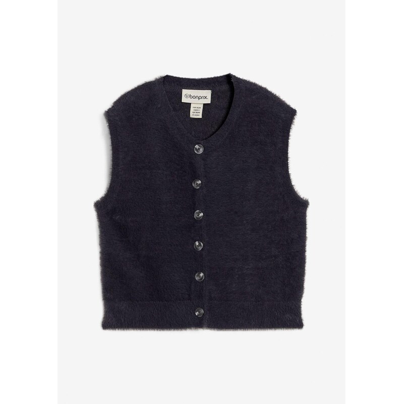 bonprix Pletená vesta z viskózového mixu s pierkami, farba šedá 65474665