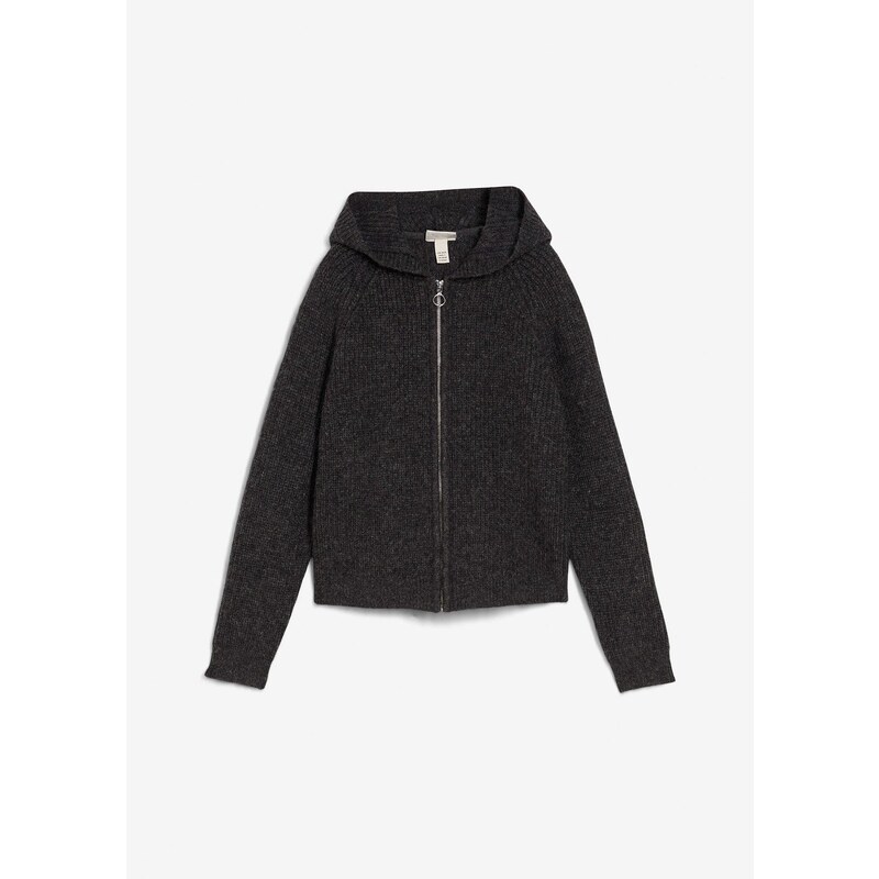 bonprix Pletený sveter s kapucňou, farba šedá 65474666