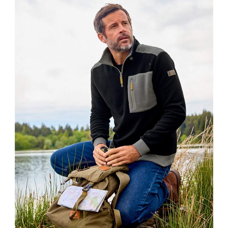 Flísová mikina s golierom na zips Atlas For Men Čierna 65474706