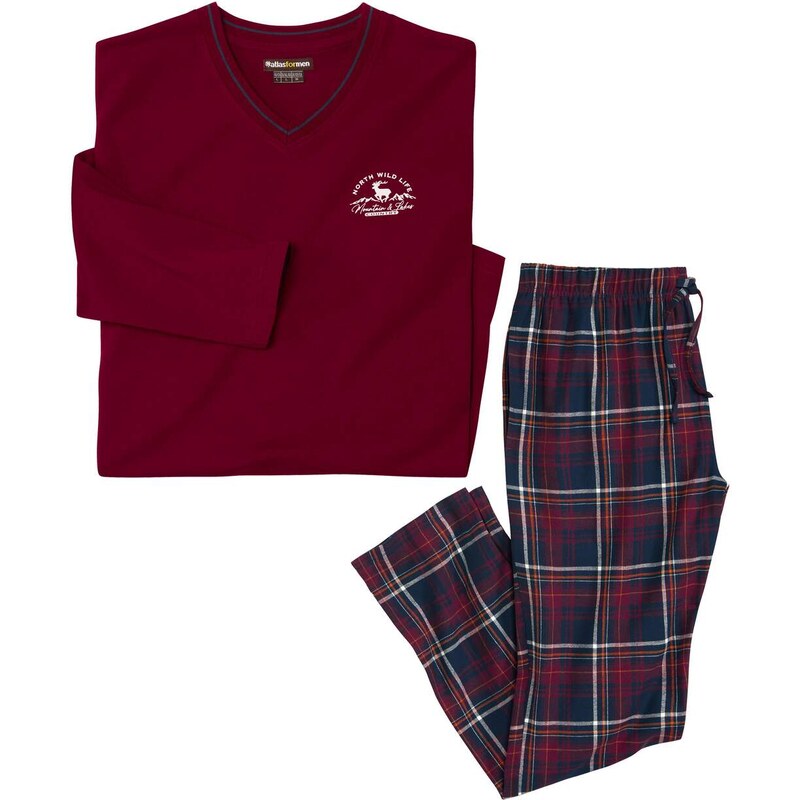 Kockované pyžamo z bavlny a flanelu Atlas For Men Kostkovaná 65474710