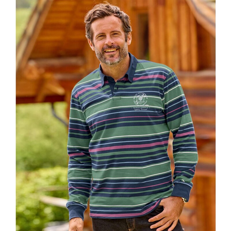 Rugbyová polokošeľa Atlas For Men Pruhovaná 65474718
