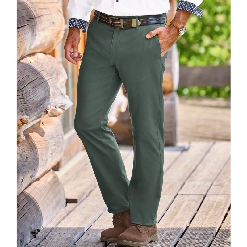 Zelené strečové chino nohavice Atlas For Men Zelená 65474737