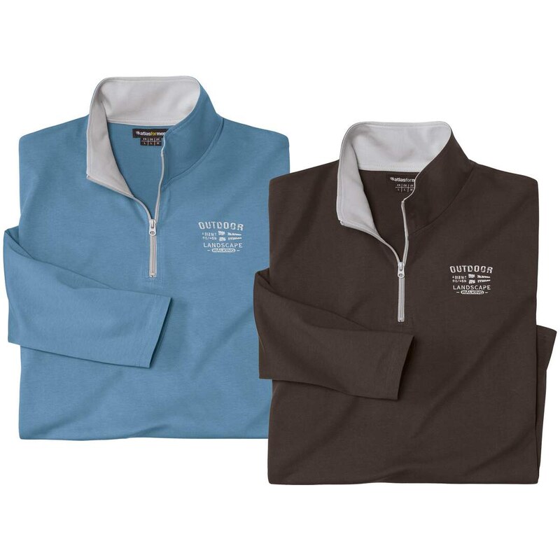 Sada 2 ľahkých mikín s golierom na zips Atlas For Men Modrá 65474740