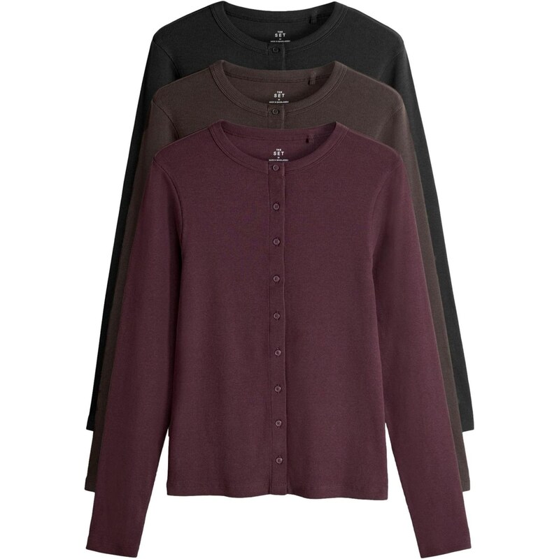 The Set Tričko tmavohnedá / bordová / čierna 65663393