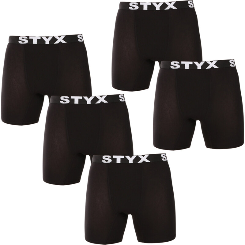 5PACK pánske boxerky Styx long športová guma čierné (5UN960) 65480907