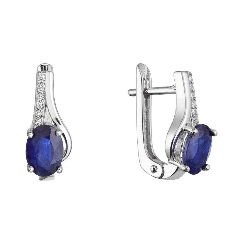 Evolution Group Strieborné visiace náušnice s pravým zafírom 11488.3 66583986