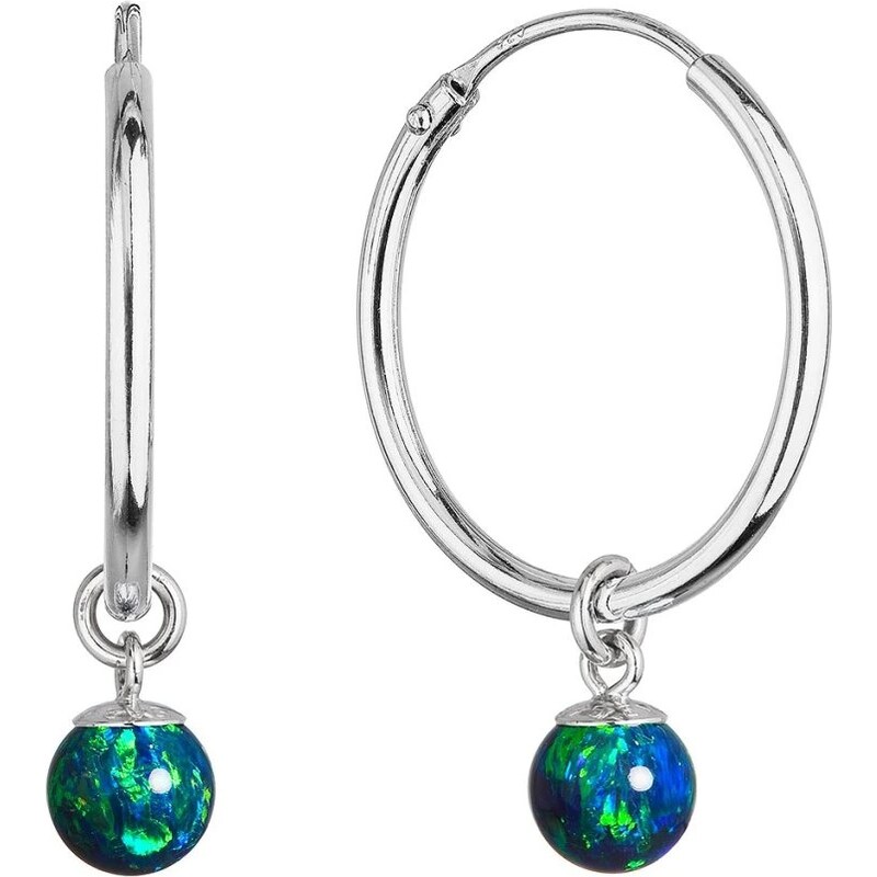 Evolution Group Strieborné kruhové náušnice 2v1 so syntetickým zeleným 66587228