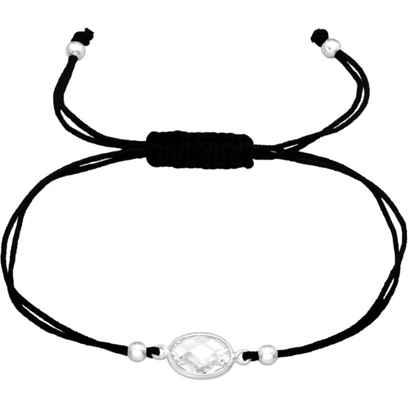 MAJYA Náramok čierny s príveskom OVÁLNY ZIRKÓN 11901 66011985