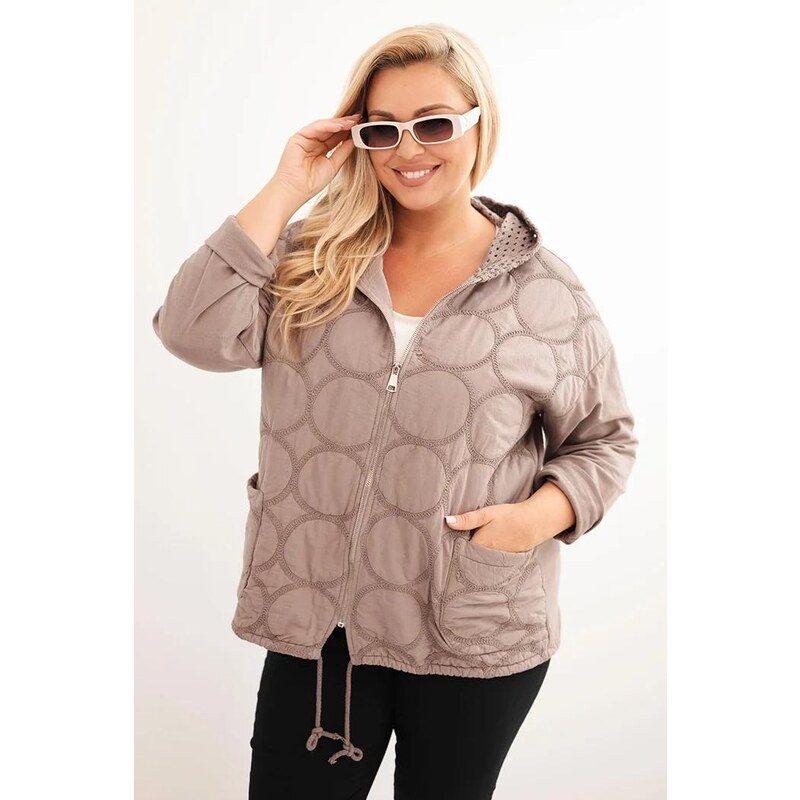 MladaModa Bavlnená oversize mikina na zips s perforovanou kapucňou 65626462